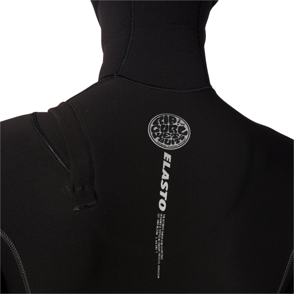 2027 Rip Curl Da Uomo Elasto 5/4mm Chest Zip Con Cappuccio Muta 18UMFS - Black